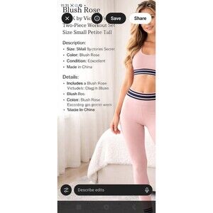 Pink By Victoria Secret Blush Rose 2pc Athletic Yoga Outfits Small